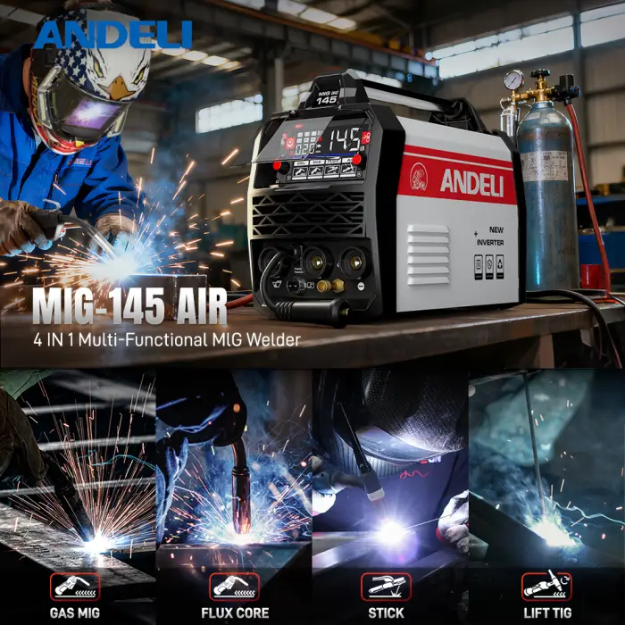 ANDELI 145A Semi-automatic MIG Welding Machine Lift TIG ARC MMA MIG MAG Gasless Gas Welder IGBT Inverter Synergy MIG Welder Tool — image 3