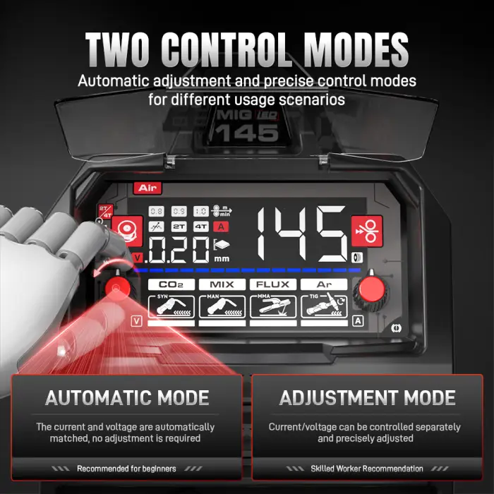 ANDELI 145A Semi-automatic MIG Welding Machine Lift TIG ARC MMA MIG MAG Gasless Gas Welder IGBT Inverter Synergy MIG Welder Tool — image 6