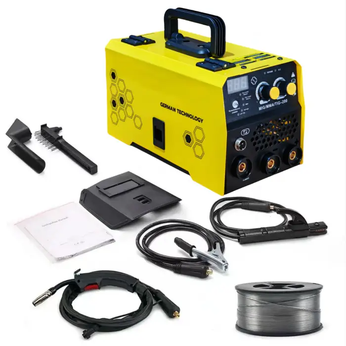 MIG-200 3-in-1 Welder No Gas MIG 200A Multi-Process Machine with Auto-Darkening Helmet & Chipping Hammer Combo Kit — image 7