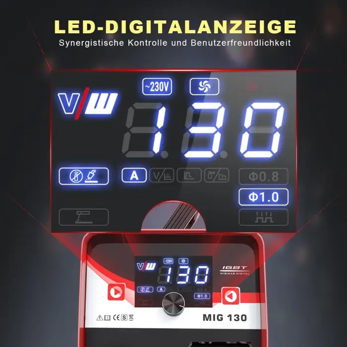 Vector 2 In 1 MIG130D Welding Machine MMA Gasless Stick IGBT Inverter Portable Welder 4T 220V Stainless Steel Welding Welders — image 7