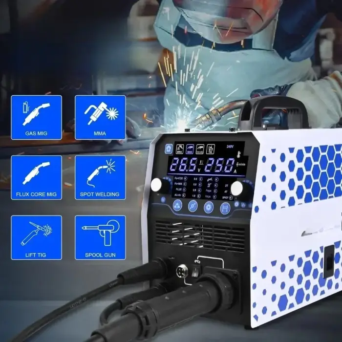gasless flux core mig/stick/lift tig/spot welding/spool gun 120v/240v aluminum multi proces reboot mig welder, 250amp 6 in 1 gas — image 6