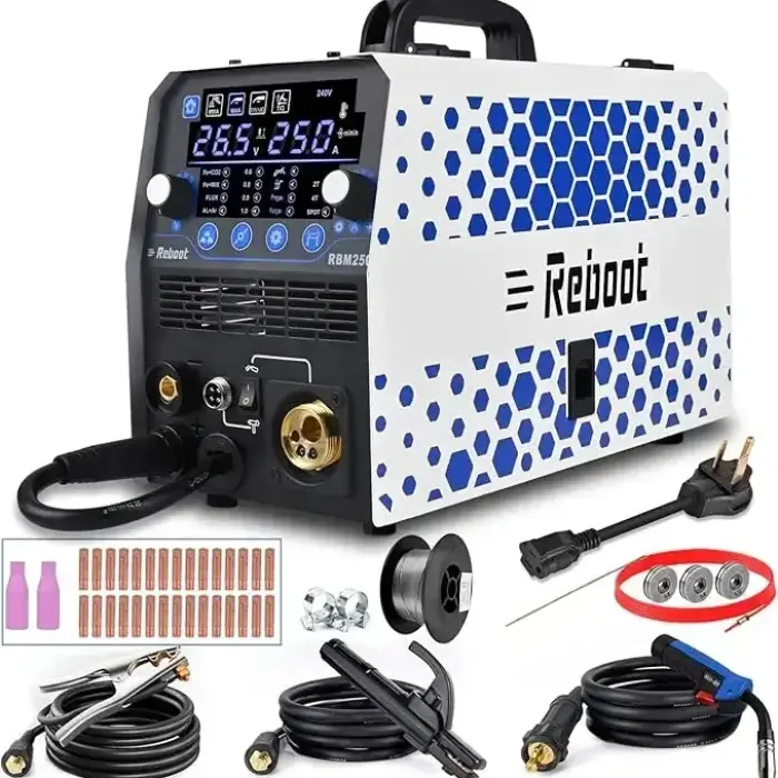 gasless flux core mig/stick/lift tig/spot welding/spool gun 120v/240v aluminum multi proces reboot mig welder, 250amp 6 in 1 gas — image 8