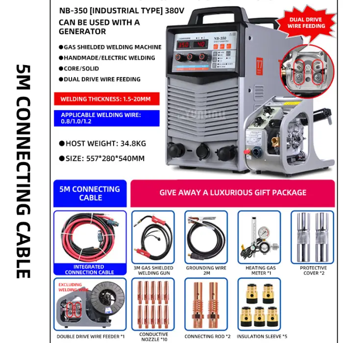 Industrial-Grade CO₂/MIG Welding Machine – 500A / 350T, Gas Shielded (Dual-Drive Wire Feeder) Welder — image 2