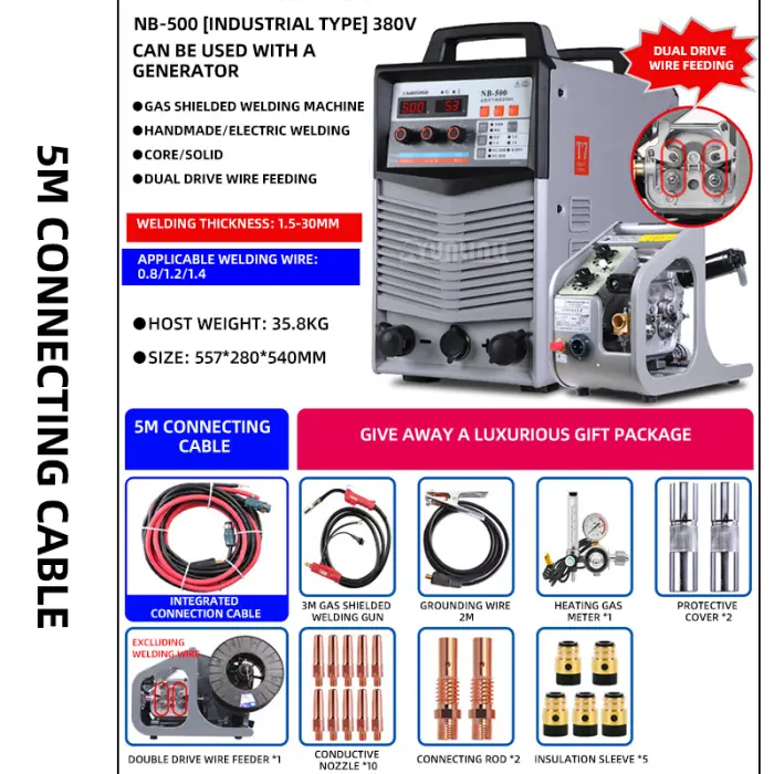 Industrial-Grade CO₂/MIG Welding Machine – 500A / 350T, Gas Shielded (Dual-Drive Wire Feeder) Welder — image 6