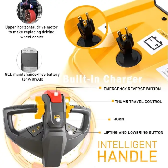 Cost-Effective 2000kg Electric Walkie Pallet Stacker 4.5m Lift 2200W Motor for Warehouse OEM ODM — image 5