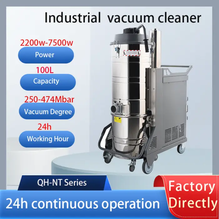 2200W Electric Industrial 380V Stainless Steel Large Professional Vacuum Cleaner Dust Metal Chips 100L Workshop Warehouse — image 3