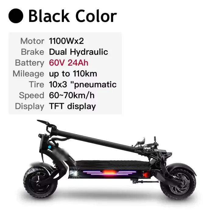 KAABO Mantis King GT 60V 24Ah Battery 1100W*2 Motor 70km/h Full Hydraulic Brake Central Display IPX5 WaterProof Electric Scooter — image 8