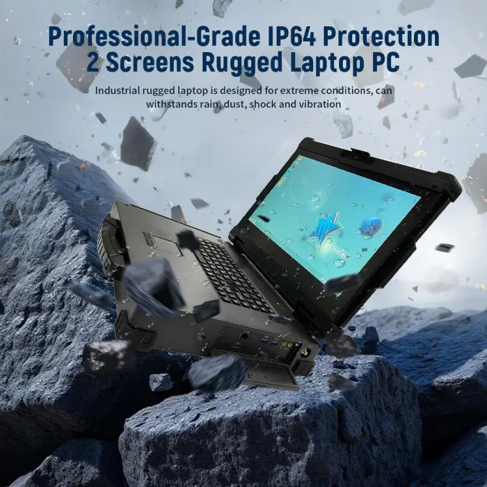Custom OEM 15.6 Inch IP65 Waterproof Core i7 i9 16GB RAM Industrial Windows Dual-screen Portable Rugged Laptop Computer PC — image 4