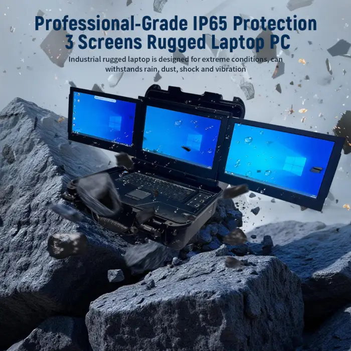 All in One Rugged Triple Screen Industrial Embedded Computer Laptop 15.6inch 26800mAh I7-10875H 32GB DDR4 for Field Work — image 5