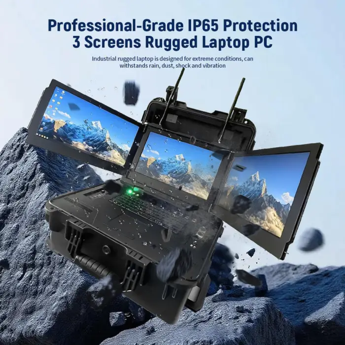 15.6 inch 26800mAh Robust Laptop IP68 with Triple Screens GPS Rugged Laptop 3 Screens — image 4