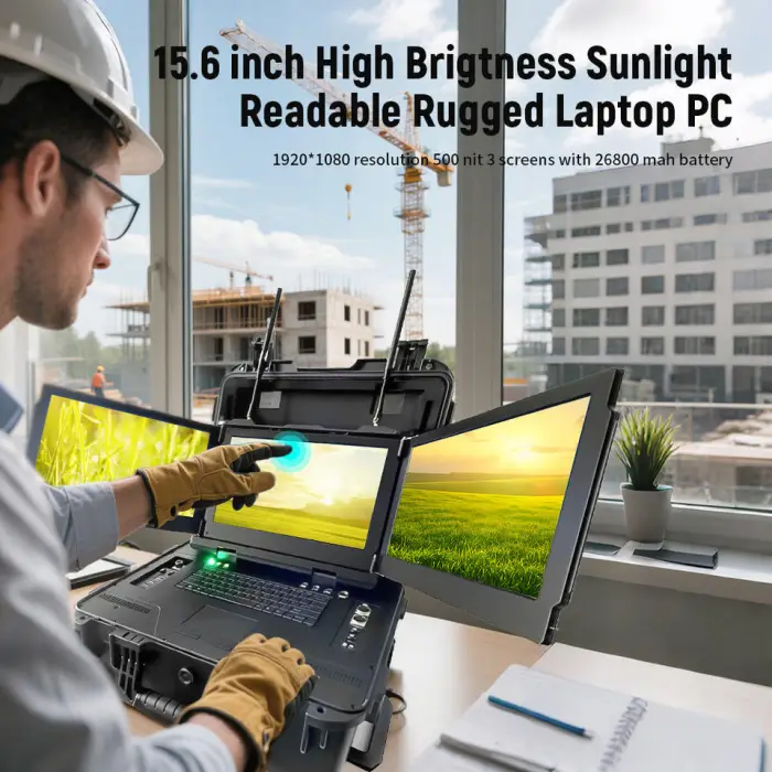 15.6 inch 26800mAh Robust Laptop IP68 with Triple Screens GPS Rugged Laptop 3 Screens — image 6