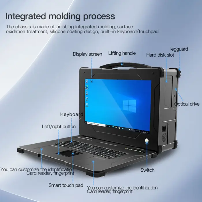 ODM/OEM 14 -17.3 inch Embedded Industrial Rugged Laptop with i7 i9 CPU Win Linux System 9000mAh Built-in Battery — image 5