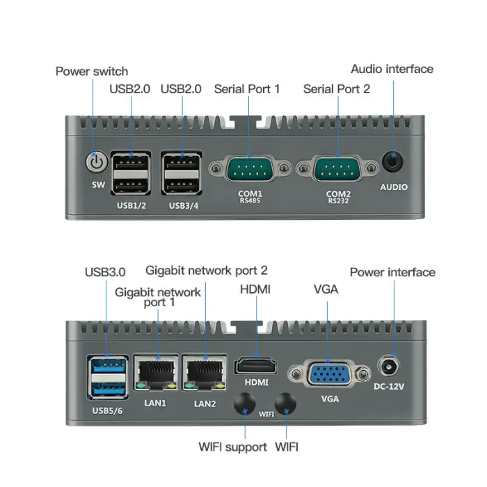 Fanless Noiseless Industrial-grade Quality All-aluminum Case Embedded Rugged Mini PC Computer with Intel N2840 DDR3 4GB — image 3