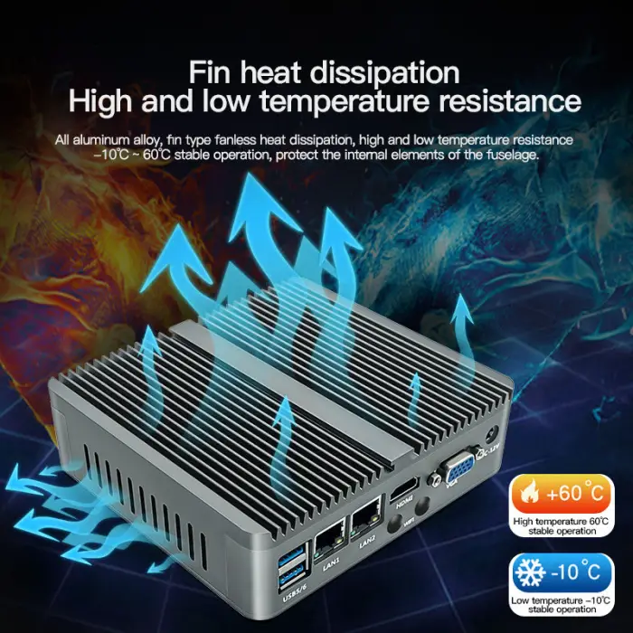 Fanless Noiseless Industrial-grade Quality All-aluminum Case Embedded Rugged Mini PC Computer with Intel N2840 DDR3 4GB — image 7
