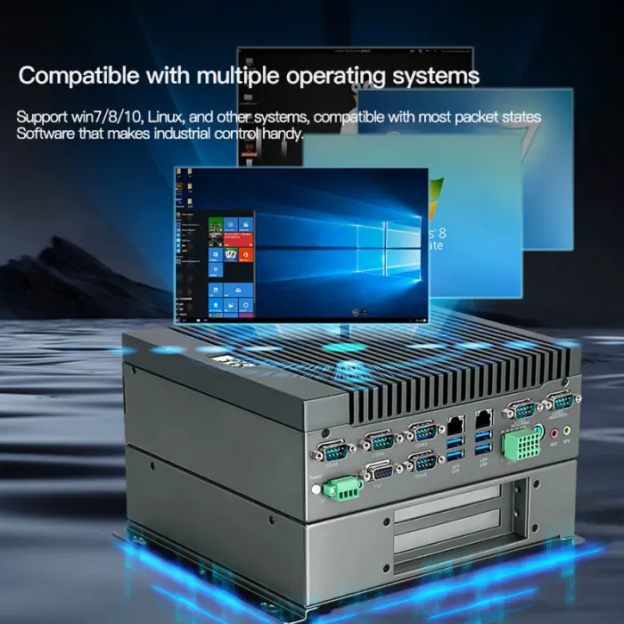 OEM ODM Fanless Noiseless Rugged Dual PCI Embedded Aluminum Mini PC Computer For Industrial Control — image 3