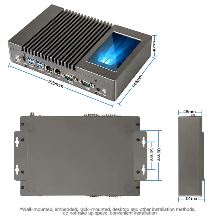 OEM/ODM 4.3 Inch Screen Rugged Industrial Fanless Mini PC with Intel i7 for Win/Linux Monitor — image 3