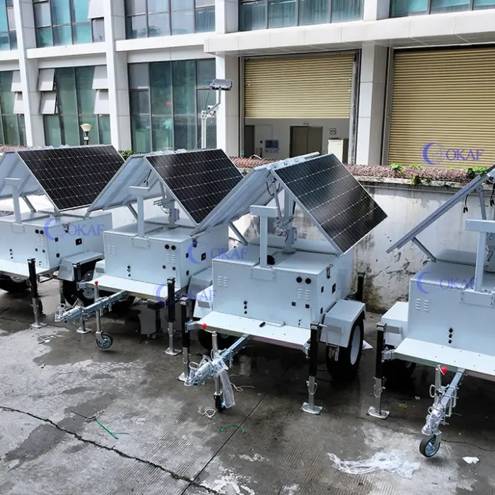 OKAF Off-grid Mobile Traile RPortable CCTV Tower Digital AI Camera Mobile Solar Surveillance Trailer for Highway Construction — image 6