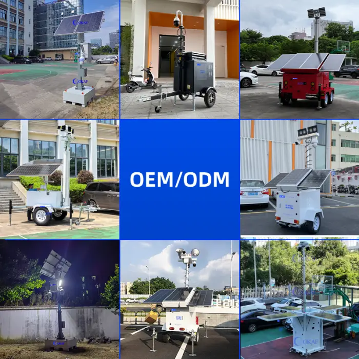 OKAF Off-grid Mobile Traile RPortable CCTV Tower Digital AI Camera Mobile Solar Surveillance Trailer for Highway Construction — image 7