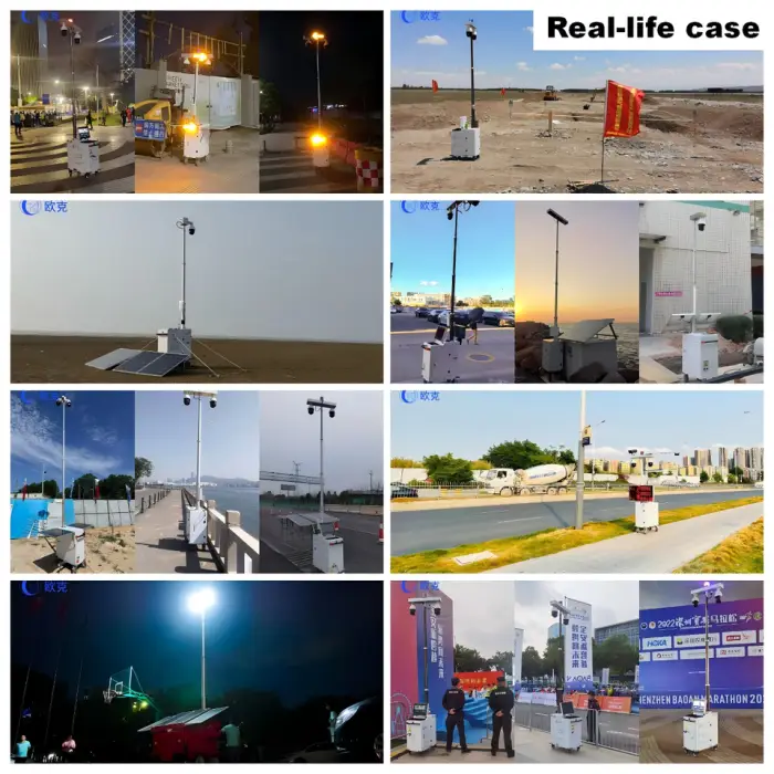 OKAF Mobile Portable Construction Site Lighting Tower Solar Light Tower Temporary Site Lighting Solar Security Towers — image 7