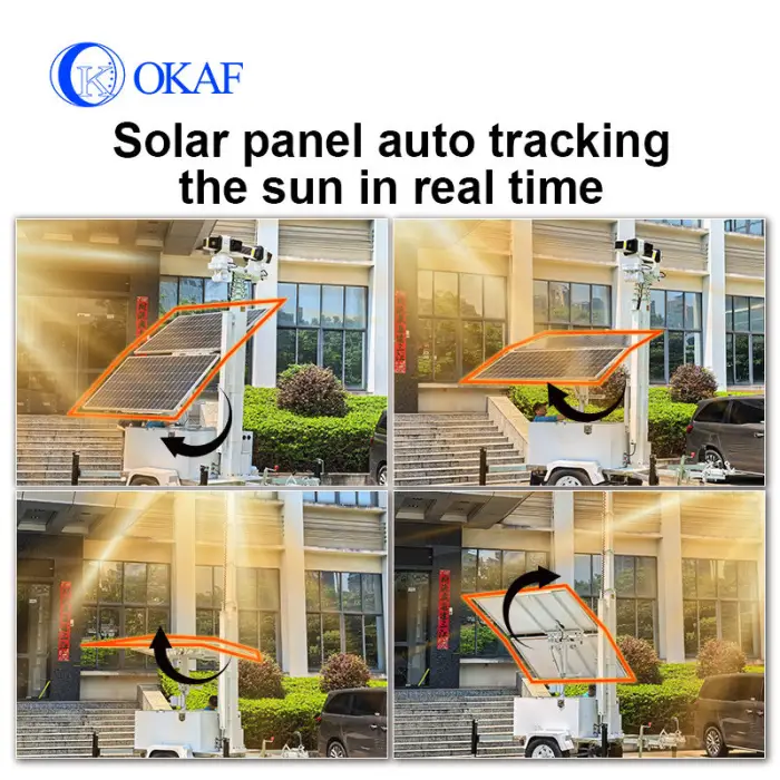 OK-PRO10 Mobile Sentry Security Trailer Camera Tower 4G Solar Powered Surveillance System Construction Site 4G Security Trailer — image 6
