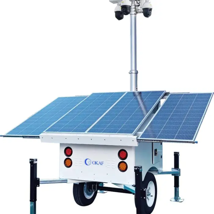 OKAF Solar CCTV Surveillance Trailer Monitoring Security Light Tower for Nighttime Lighting Monitoring in the Mining Area — image 3