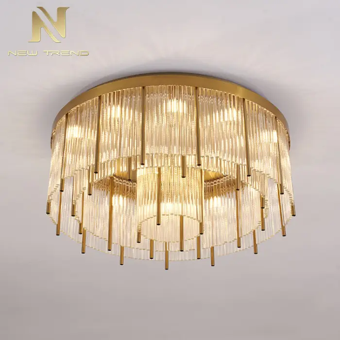 New Product Good Quality Indoor Decoration Stainless Steel Frame Glass Modern Led Ceiling Lamp — image 3