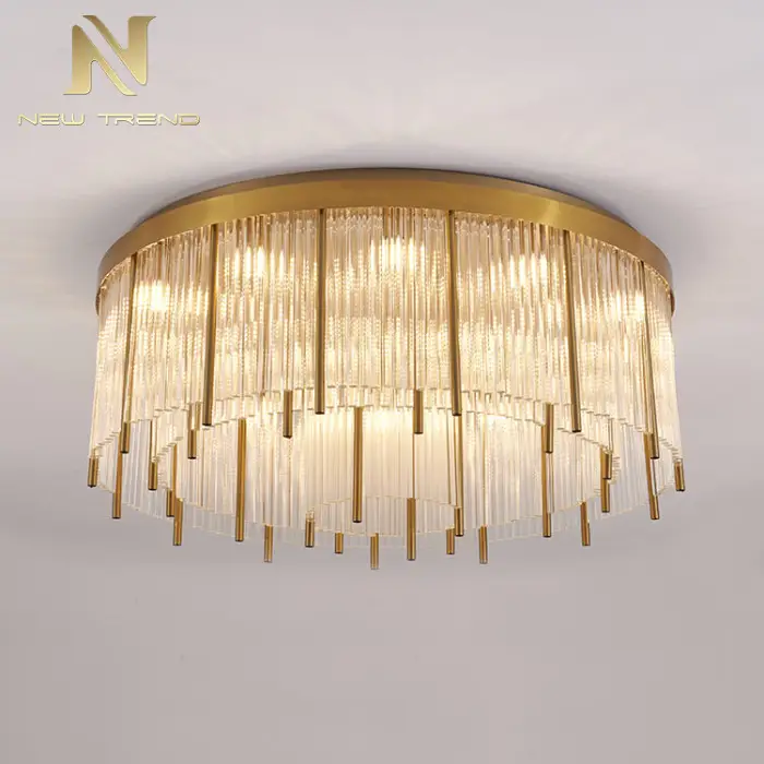 New Product Good Quality Indoor Decoration Stainless Steel Frame Glass Modern Led Ceiling Lamp — image 4