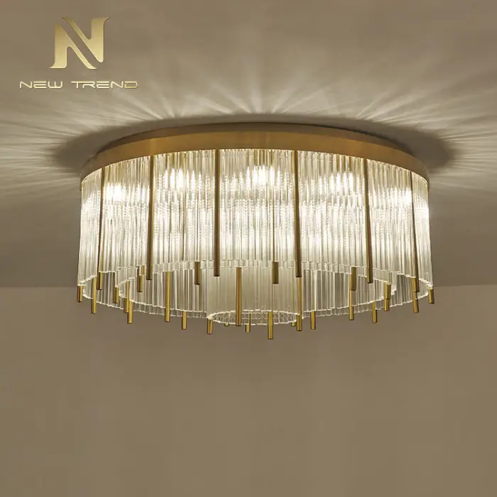 New Product Good Quality Indoor Decoration Stainless Steel Frame Glass Modern Led Ceiling Lamp — image 5
