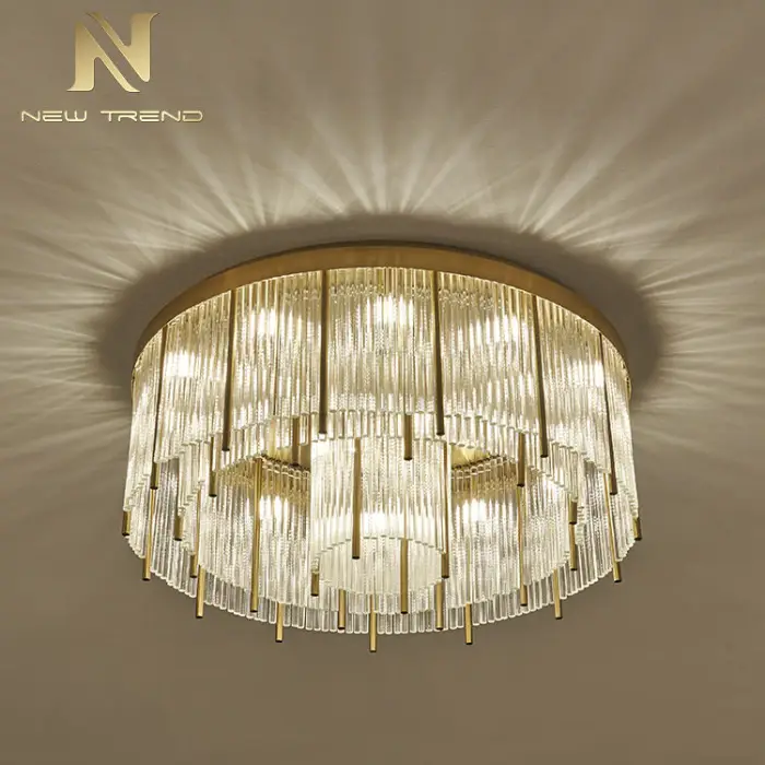 New Product Good Quality Indoor Decoration Stainless Steel Frame Glass Modern Led Ceiling Lamp — image 6