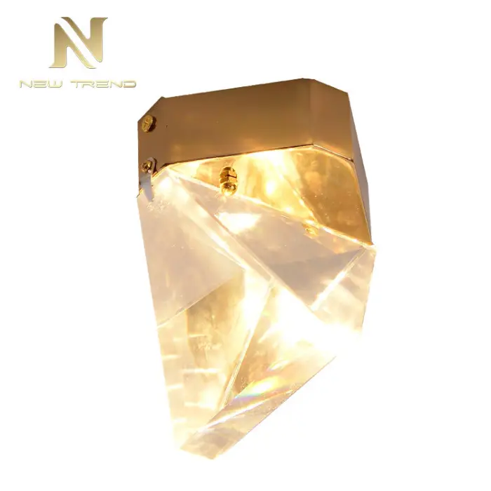 Trendy Style Hotel Room bar Cafe Gold Color Iron Crystal Modern Led Ceiling Light — image 4