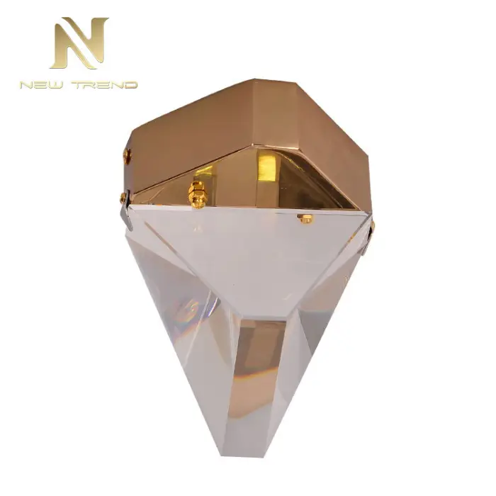 Trendy Style Hotel Room bar Cafe Gold Color Iron Crystal Modern Led Ceiling Light — image 5