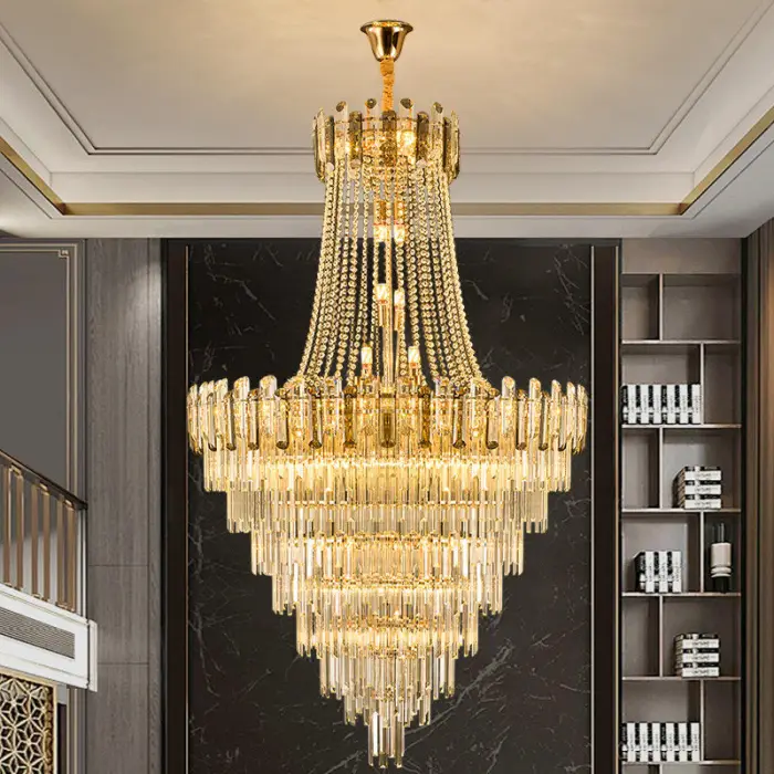 Luxury Chandelier Hotel Lobby Ceiling Hanging Lamp French Nordic Indoor Living Room Duplex Villa Staircase Pendant Lights — image 3