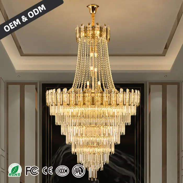 Luxury Chandelier Hotel Lobby Ceiling Hanging Lamp French Nordic Indoor Living Room Duplex Villa Staircase Pendant Lights — image 4