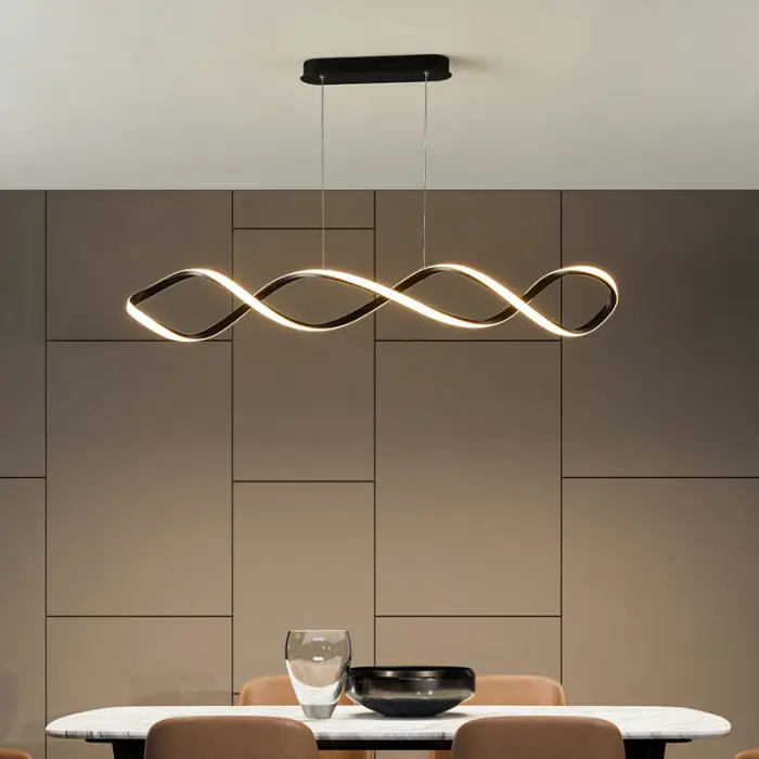 Restaurant Chandelier Creative Designer Iron LED Table Remote Control Gold/Black Finish Home Minimalist Kitchen Hanging Lights — image 3