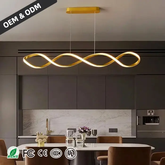 Restaurant Chandelier Creative Designer Iron LED Table Remote Control Gold/Black Finish Home Minimalist Kitchen Hanging Lights — image 4