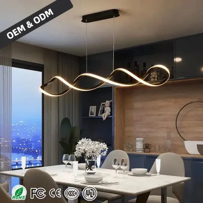 Restaurant Chandelier Creative Designer Iron LED Table Remote Control Gold/Black Finish Home Minimalist Kitchen Hanging Lights — image 5