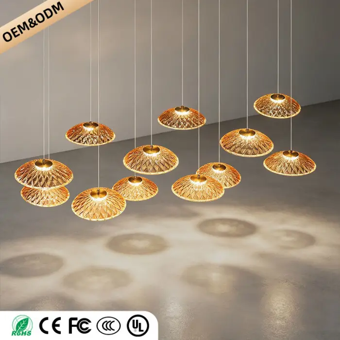 Luxury Ripple Water Glass Chandelier Living Room Kitchen High Ceiling Hanging Lights Art Dining Room Island Bar Pendant Lamp — image 4