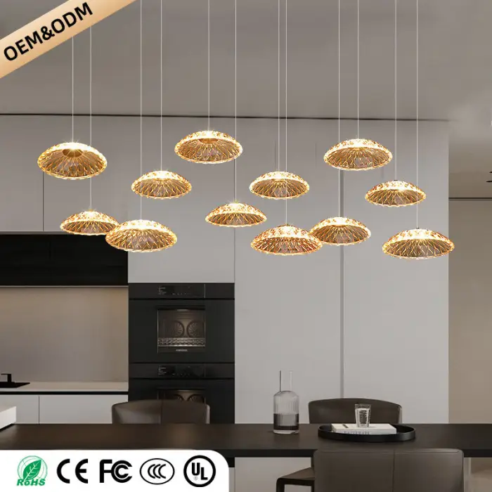 Luxury Ripple Water Glass Chandelier Living Room Kitchen High Ceiling Hanging Lights Art Dining Room Island Bar Pendant Lamp — image 5
