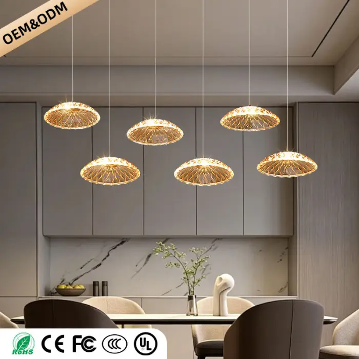 Luxury Ripple Water Glass Chandelier Living Room Kitchen High Ceiling Hanging Lights Art Dining Room Island Bar Pendant Lamp — image 6
