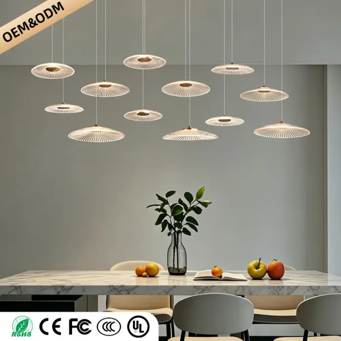 Modern Luxury Glass Chandelier Bar Kitchen Island Table Ripple Water Glass Pendant Lamp Art High Ceiling Hanging Lights — image 6