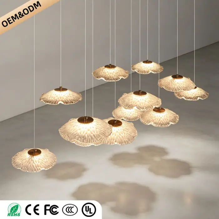 Modern Luxury Glass Chandelier Art Dining Room Island Bar Pendant Lamp Kitchen High Ceiling Hanging Lights — image 3