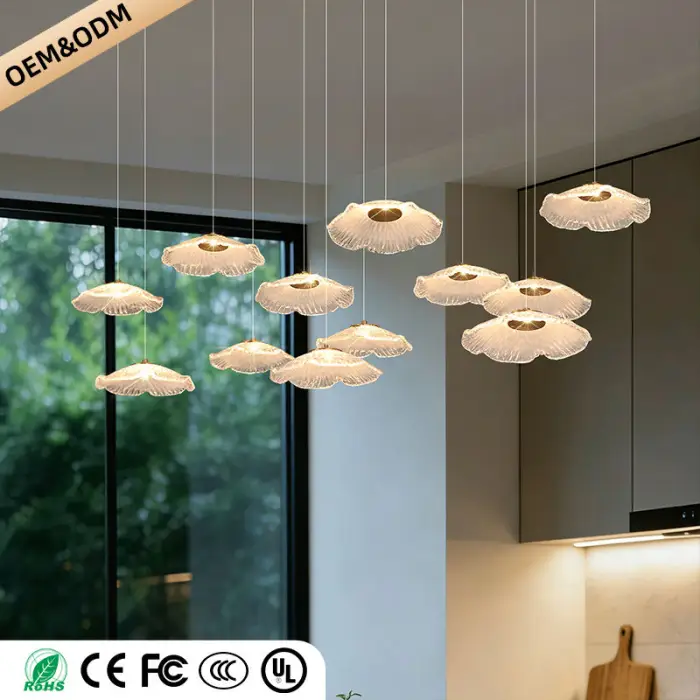 Modern Luxury Glass Chandelier Art Dining Room Island Bar Pendant Lamp Kitchen High Ceiling Hanging Lights — image 6
