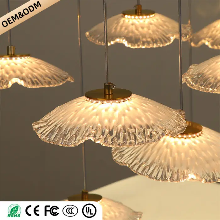 Modern Luxury Glass Chandelier Art Dining Room Island Bar Pendant Lamp Kitchen High Ceiling Hanging Lights — image 7