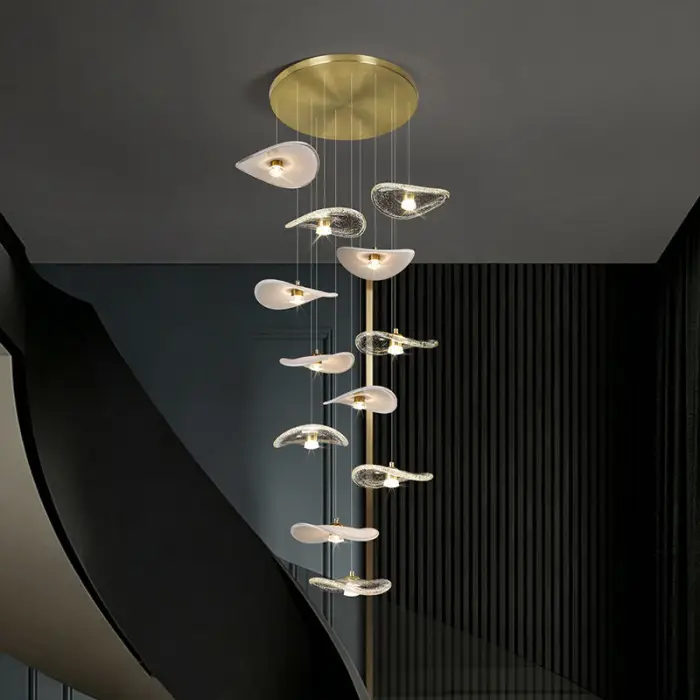 Stair Light LED Glass Chandelier Modern Pendant Light for Living Restaurant Staircase Long Villa Hote Luxury Stairwell Lighting — image 3