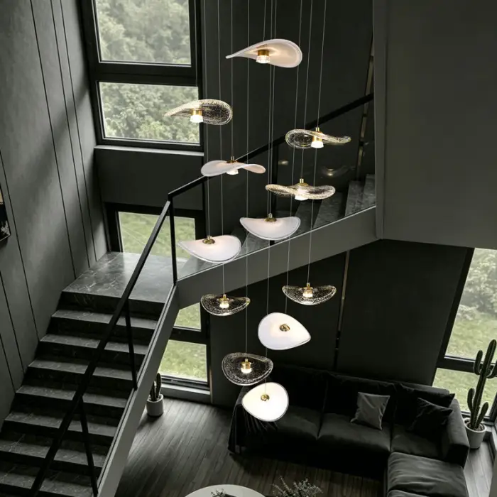 Stair Light LED Glass Chandelier Modern Pendant Light for Living Restaurant Staircase Long Villa Hote Luxury Stairwell Lighting — image 6