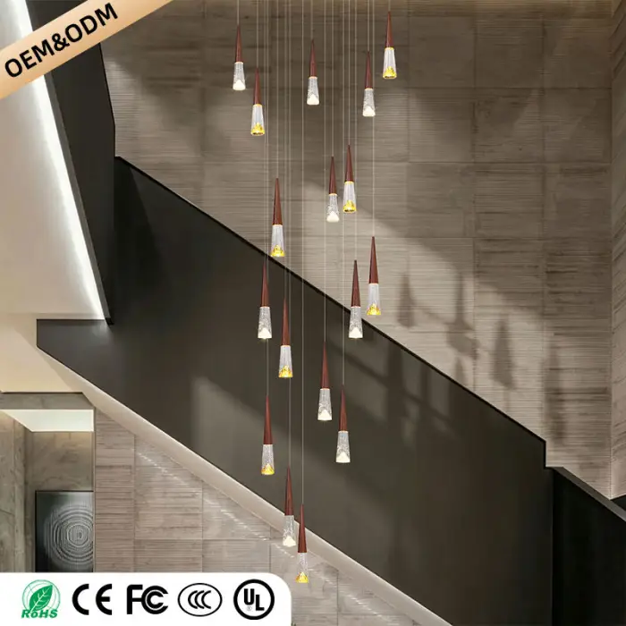 Staircase Hanging Light Rotating Staircase Crystal Chandelier Hanging Lamp Hall Villa High Ceiling Long Pendant Light Lighting — image 3