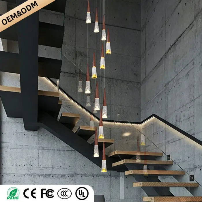 Staircase Hanging Light Rotating Staircase Crystal Chandelier Hanging Lamp Hall Villa High Ceiling Long Pendant Light Lighting — image 5