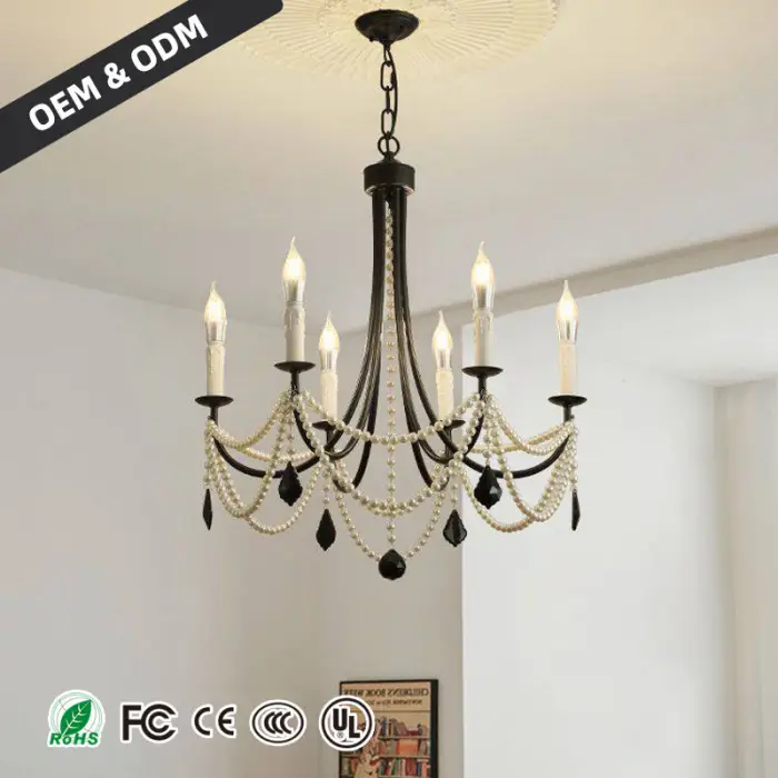 American Retro Candle Chandelier Style Restaurant Pendant Light Main Hanging Lamp Living Room French Bedroom Pendant Lighting — image 3