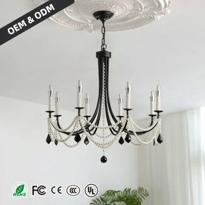 American Retro Candle Chandelier Style Restaurant Pendant Light Main Hanging Lamp Living Room French Bedroom Pendant Lighting — image 4