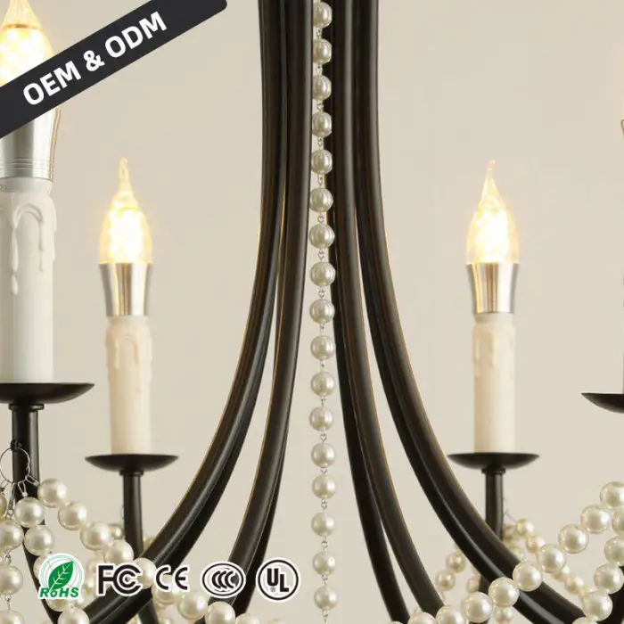 American Retro Candle Chandelier Style Restaurant Pendant Light Main Hanging Lamp Living Room French Bedroom Pendant Lighting — image 6